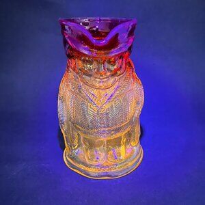 Vtg Kanawha Colonial Man Amberina Glass Pitcher 245 Toby USA UV Glows 22oz 60s